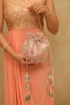 Buy_AMYRA_Pink Embroidery Floral Zari Potli Bag _at_Aza_Fashions