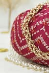 AMYRA_Magenta Bandhani Pattern Purse _at_Aza_Fashions