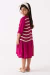 Shop_THREE_Fuchsia Crepe Twill Tape Shirring Stripe Work Dress _at_Aza_Fashions