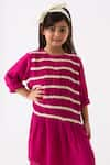 Shop_THREE_Fuchsia Crepe Twill Tape Shirring Stripe Work Dress _Online_at_Aza_Fashions