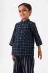 THREE_Black Mul Printed Checks Hand Woven Shirt _at_Aza_Fashions