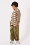 THREE_Grey Shirt Crepe Embroidered Twill Tape Smocked Stripe Work With Pant _Online_at_Aza_Fashions