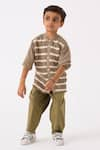 Buy_THREE_Grey Shirt Crepe Embroidered Twill Tape Smocked Stripe Work With Pant _Online_at_Aza_Fashions