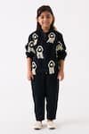 THREE_Black Handloom Cotton Embroidered Fringe Bomber Jacket With Pant _Online_at_Aza_Fashions