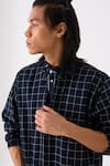 THREE_Black Mul Checkered Bomber Jacket _at_Aza_Fashions