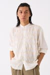 Buy_THREE_White Mul Smock Detailed Shirt _at_Aza_Fashions