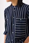 Shop_THREE_Black Mul Striped Button Down Shirt _Online_at_Aza_Fashions