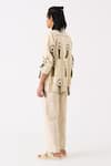 Buy_THREE_Ivory Handloom Cotton Embroidered Thread Bomber Jacket Pant Set _Online_at_Aza_Fashions