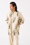 Buy_THREE_Ivory Handloom Cotton Embroidered Thread Bomber Jacket Pant Set 