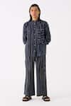 Buy_THREE_Black Mul Striped Shirt And Pant Set _at_Aza_Fashions