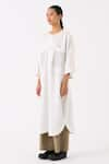 Shop_THREE_Ivory Tencel Round Long Patch Pocket Tunic _at_Aza_Fashions