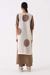 THREE_Ivory Chanderi Round Circular Motif Embroidered Overlay With Tunic _Online_at_Aza_Fashions