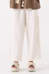 THREE_Ivory Tencel Knee Patch Pocket Cargo Pant _Online_at_Aza_Fashions