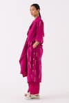 Buy_THREE_Pink Poplin Embroidery Raindrop Cuban Collar Front Tie Up Crop Jacket _Online_at_Aza_Fashions