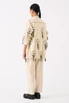 Shop_THREE_Ivory Handloom Cotton Embroidery Fringe Mandarin Collar Bloom Bomber Jacket _at_Aza_Fashions