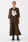 Buy_THREE_Green Organza Applique Floret Mandarin Collar Bomber Jacket _Online_at_Aza_Fashions