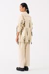 Shop_THREE_Ivory Handloom Cotton Embroidery Fringes Front Open Floral Jacket With Pant _at_Aza_Fashions