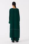 Shop_THREE_Green Bemberg Plain V Neck Kaftan And Pant Set _at_Aza_Fashions