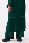 Buy_THREE_Green Bemberg Plain V Neck Kaftan And Pant Set _Online_at_Aza_Fashions