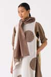 Buy_THREE_Ivory Embroidered Square Color Blocked Scarf _at_Aza_Fashions