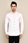 Arihant Rai Sinha_White Cotton Stretch Color Block Shirt _Online_at_Aza_Fashions