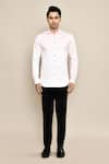 Buy_Arihant Rai Sinha_White Cotton Stretch Color Block Shirt _Online_at_Aza_Fashions