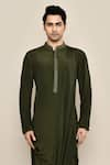 Buy_Arihant Rai Sinha_Green Kurta Natural Crep Draped With Solid Pyjama _Online_at_Aza_Fashions