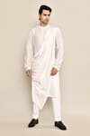 Buy_Arihant Rai Sinha_White Kurta Bamberg Raw Silk Draped And Solid Pyjama Set _at_Aza_Fashions