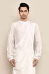 Buy_Arihant Rai Sinha_White Kurta Bamberg Raw Silk Draped And Solid Pyjama Set _Online_at_Aza_Fashions