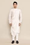 Shop_Arihant Rai Sinha_White Kurta Bamberg Raw Silk Draped And Solid Pyjama Set _Online_at_Aza_Fashions