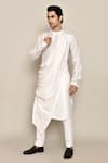 Arihant Rai Sinha_White Kurta Bamberg Raw Silk Draped And Solid Pyjama Set _at_Aza_Fashions