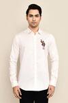 Arihant Rai Sinha_Cream Cotton Stretch Hand Embroidered Frog Shirt _Online_at_Aza_Fashions