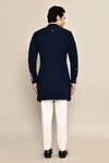 Shop_Arihant Rai Sinha_Blue Suede, Cotton Embroidery Marine Life Achkan Set _at_Aza_Fashions