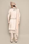 Shop_Aryavir Malhotra_Pink Linen Satin Embroidery Zardozi Bird Sherwani Set _at_Aza_Fashions