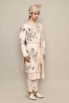 Shop_Aryavir Malhotra_Pink Linen Satin Embroidery Zardozi Bird Sherwani Set 