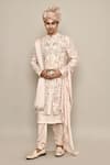 Buy_Aryavir Malhotra_Pink Bamberg Raw Silk Embroidery Zardozi Bridal Carriage Sherwani Set _at_Aza_Fashions