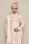 Shop_Aryavir Malhotra_Pink Bamberg Raw Silk Embroidery Zardozi Bridal Carriage Sherwani Set _Online_at_Aza_Fashions