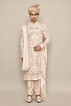 Aryavir Malhotra_Pink Bamberg Raw Silk Embroidery Zardozi Bridal Carriage Sherwani Set _at_Aza_Fashions