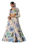 Buy_Payal & Zinal_Ivory Velvet Print Bluebell Gardenia Sweetheart Neck Embellished Lehenga Set 