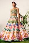 Buy_Payal & Zinal_Multi Color Velvet Print Tropical And Embellished Lehenga With Corset Blouse _at_Aza_Fashions