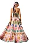 Buy_Payal & Zinal_Multi Color Velvet Print Tropical And Embellished Lehenga With Corset Blouse 