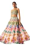 Payal & Zinal_Multi Color Velvet Print Tropical And Embellished Lehenga With Corset Blouse _Online