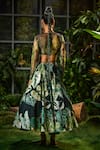 Shop_Payal & Zinal_Green Georgette Print Tropical Forest High Neck Lehenga With Cutout Blouse _at_Aza_Fashions