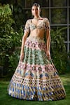 Payal & Zinal_Multi Color Velvet Embroidery Lunar Bloom Bead And Embellished Lehenga Set _at_Aza_Fashions