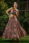 Buy_Payal & Zinal_Red Tulle Print Wildbloom Ecstasy Lehenga With Sequin Coin Embellished Blouse _at_Aza_Fashions