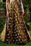 Payal & Zinal_Brown Gajji Silk Embroidery Pearl Ambrosia Motif Embellished Lehenga With Blouse _Online_at_Aza_Fashions