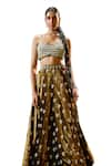 Buy_Payal & Zinal_Brown Gajji Silk Embroidery Pearl Ambrosia Motif Embellished Lehenga With Blouse _Online_at_Aza_Fashions