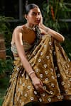 Buy_Payal & Zinal_Brown Gajji Silk Embroidery Pearl Ambrosia Motif Embellished Lehenga With Blouse 