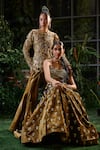 Shop_Payal & Zinal_Brown Gajji Silk Embroidery Pearl Ambrosia Motif Embellished Lehenga With Blouse 