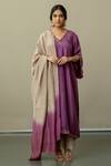 Buy_World of Sugandh_Purple Silk Embroidery V-neck Ambrosia Border Kurta Set _at_Aza_Fashions